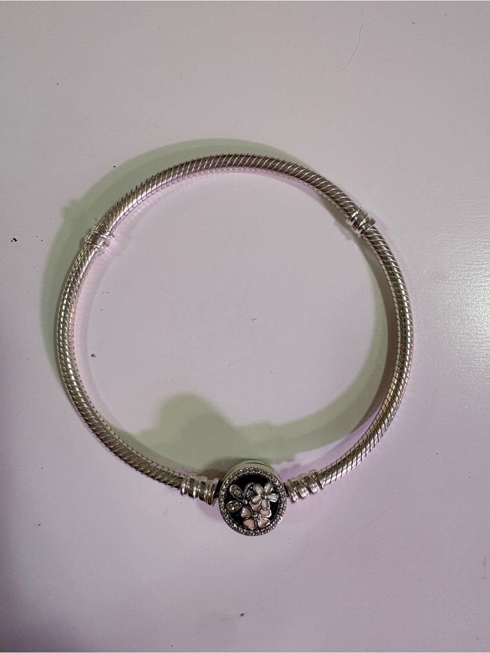 Pandora Silver Floral Medallion Snake Chain Bracelet